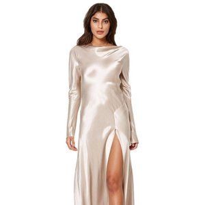 Caroline Long Sleeve Satin Midi Dress